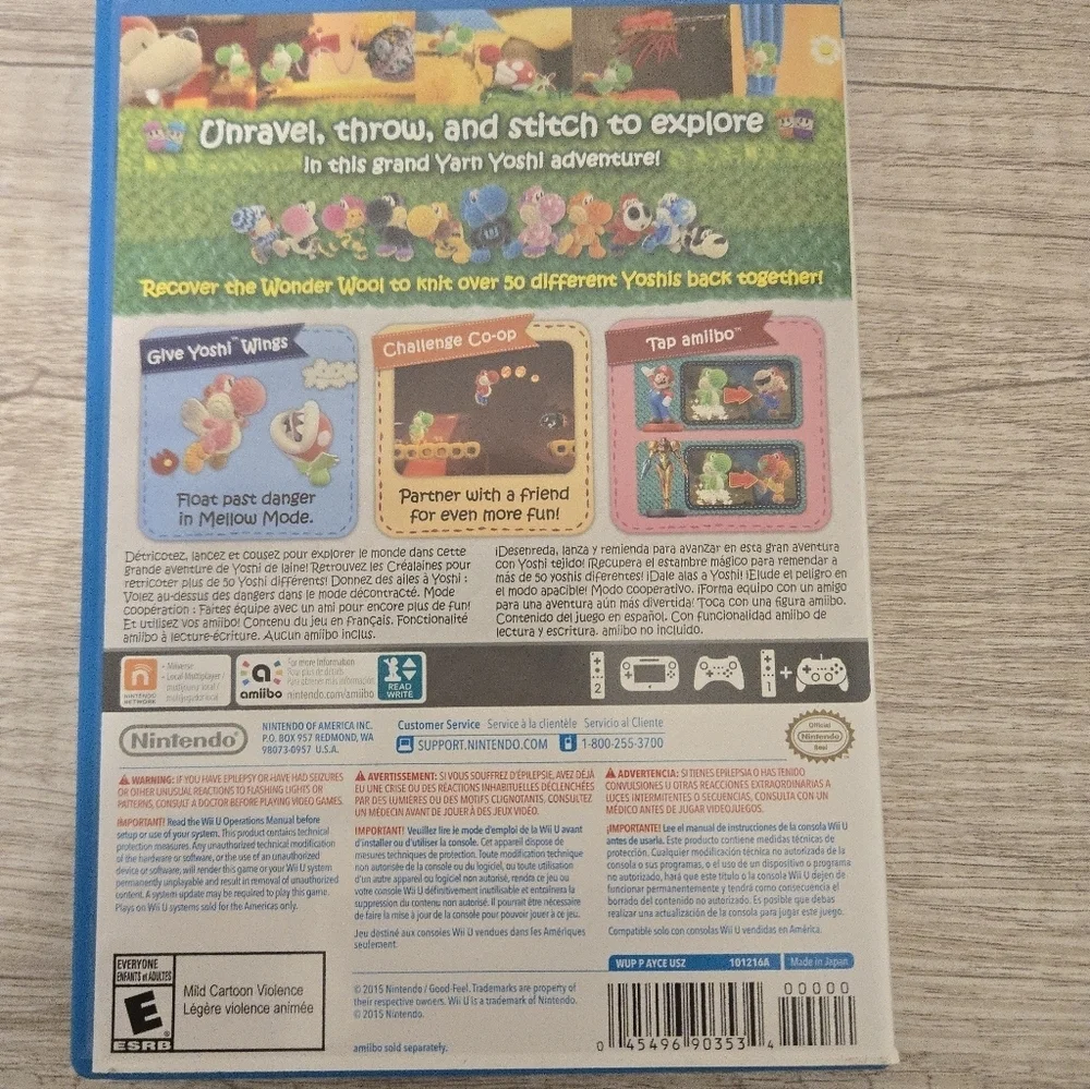 Yoshi's Woolly World (Wii U, 2015) Video Game No Manual Has Insert